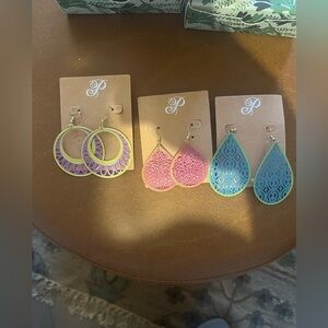 Plunder bundle of three filigree earrings! NIB! Beautiful colors!